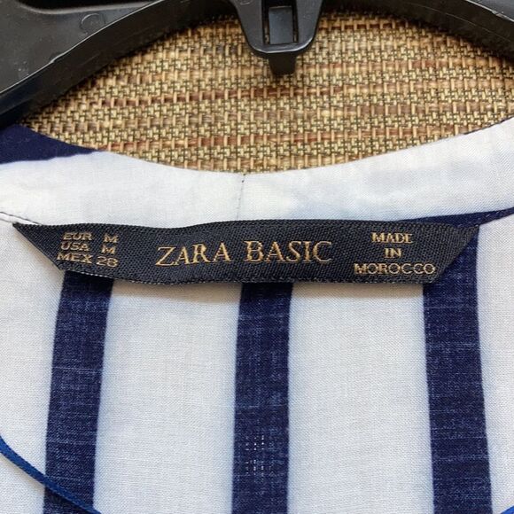 ZARA basic strip rayon blouse black and white colors - Picture 4 of 6